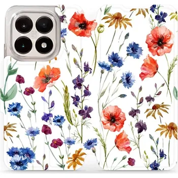 Pouzdro na mobilní telefon Flipové pouzdro Mobiwear - Xiaomi 15T - MP04S Luční kvítí (Knížkové flip pouzdro, obal, kryt na mobil Xiaomi 15T - MP04S Luční kvítí, materiál Umělá kůže + TPU - ochrana 360°, stojánek, silikonová vanička, magnetické zavírání)