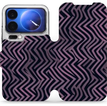 Pouzdro na mobilní telefon Flipové pouzdro Mobiwear - Xiaomi 17 Pro - VA55S Fialové klikyháky (Knížkové flip pouzdro, obal, kryt na mobil Xiaomi 17 Pro - VA55S Fialové klikyháky, materiál Umělá kůže + TPU - ochrana 360°, stojánek, silikonová vanička, magnetické zavírání)