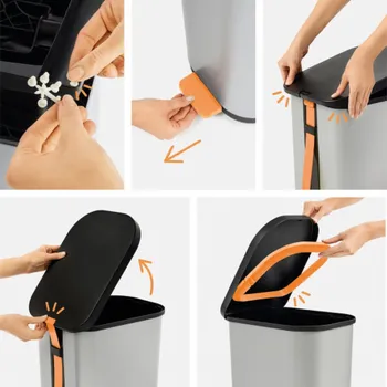 Odpadkový koš ROTHO Ribo Graphite - odpadkový koš s pedálem – 35l