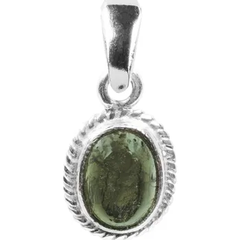 Přívěsek ANNA PERLY Stříbrný přívěsek s Vltavínem v polobrusu