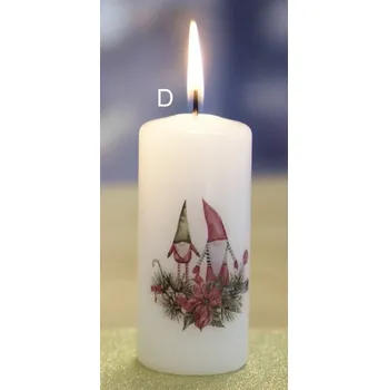 Svíčka Svíčka Vánoční motiv válec 4x9cm - Skřítci