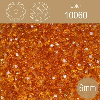 Korálek Korálky BROUŠENÉ 6mm. Barva 10060. Průhledná hnědá. Balení 50Ks.