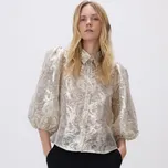 Reserved - Lesklá halenka s balónovými rukávy - stříbrná - 065IC-SLV - 065IC-SLV-XL