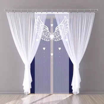 Obraz Moderní záclona panel žakárový bílý třásně Křídla 100x250 cm