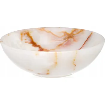 Miska z přírodního kamene Onyx, dekorativní, kulatá, leštěná, kamenná, 15 cm