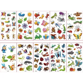 Odstranitelné tetování Smyvatelné tetování pro děti - obtisky, 10 archů - hmyz a brouci