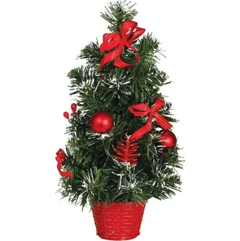 Vánoční dekorace Vánoční stromeček dekorace s červenými ozdobami 40 cm