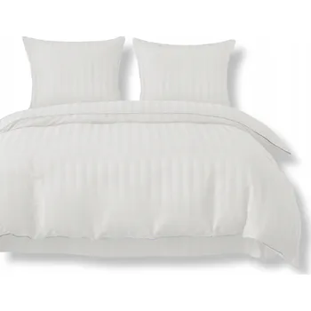 Povlečení Povlečení 160x200 bílé Damašek pruhy s lemováním klasická silná