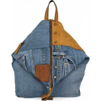 Kabelka Módní Dámský Batoh ve Velikosti XL 5883 Zrzavý/Džínový