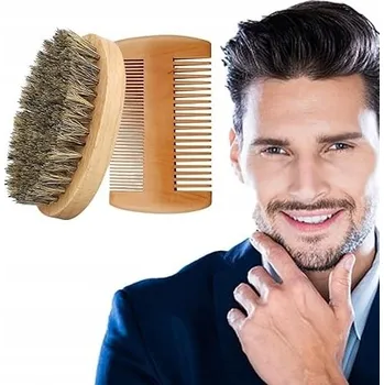 Péče o vousy Praktická Sada na Vousy s Kartáčem z Přírodních Kančích Štětin + Hřeben