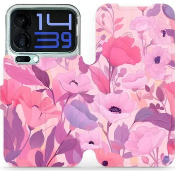 Pouzdro na mobilní telefon Flipové pouzdro Mobiwear - Xiaomi 17 Pro Max - VP74S Růžové květy snů (Knížkové flip pouzdro, obal, kryt na mobil Xiaomi 17 Pro Max - VP74S Růžové květy snů, materiál Umělá kůže + TPU - ochrana 360°, stojánek, silikonová vanička, magnetické zavírání)