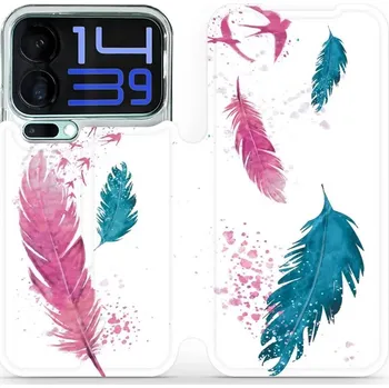 Pouzdro na mobilní telefon Flipové pouzdro Mobiwear - Xiaomi 17 Pro Max - MR08S Pírka (Knížkové flip pouzdro, obal, kryt na mobil Xiaomi 17 Pro Max - MR08S Pírka, materiál Umělá kůže + TPU - ochrana 360°, stojánek, silikonová vanička, magnetické zavírání)