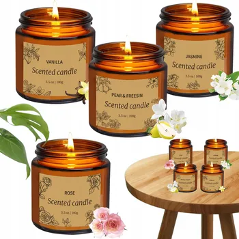 Svíčka 4 ks x VONNÉ SVÍČKY SÓJOVÉ SVÍČKY PŘÍRODNÍ DÁRKOVÁ SADA