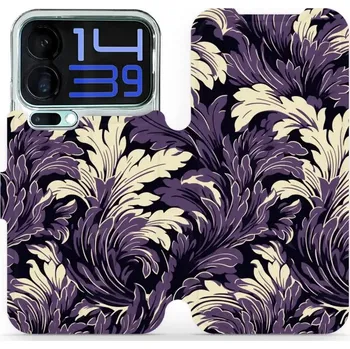 Pouzdro na mobilní telefon Flipové pouzdro Mobiwear - Xiaomi 17 Pro Max - VA46S Fialové rostliny (Knížkové flip pouzdro, obal, kryt na mobil Xiaomi 17 Pro Max - VA46S Fialové rostliny, materiál Umělá kůže + TPU - ochrana 360°, stojánek, silikonová vanička, magnetické zavírání)