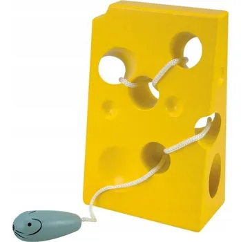 Dřevěná hračka WOODY DŘEVO Provlékadlo "Sýr s myškou" * DŘEVĚNÉ HRAČKY * | 528203