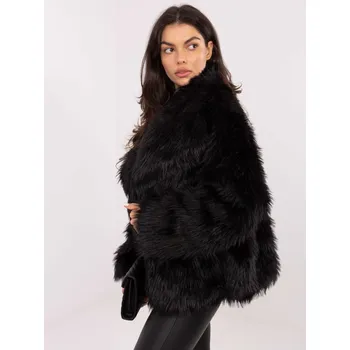 Elegantní černá kožešinová bunda bez kapuce IF-KR-
