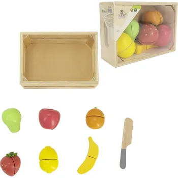 Hračka pro nejmenší BABU - Dřevěné krájecí ovoce v přepravce