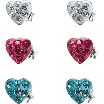 Náušnice ANNA PERLY Dětský set stříbrných náušnic se srdíčky