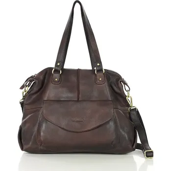 Kabelka Marco Mazzini Shopper bag A4 kožená kabelka do práce MAZZINI; tmavě hnědá