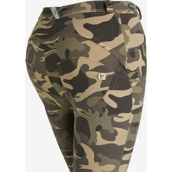 Dámské kalhoty Freddy kalhoty WR.UP koženkové v maskáčové tmavé barvě, vysoký pas, 2 knoflíčky, superskinny střih, eco-friendly materiál Vybraná velikost: M