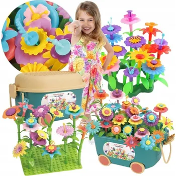 ostatní stavebnice STAVEBNICE KVĚTINY MAGICKÁ ZAHRADA + VELKÝ KUFŘÍK XXXXL 139 DÍLŮ