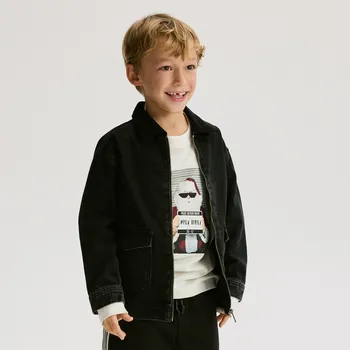 Chlapecké tričko Reserved - Vánoční tričko s dlouhými rukávy a aplikací - krémová - 000HS-01X - 000HS-01X-U14