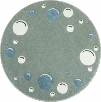 Koberec KOBEREC KULATÝ PRO DĚTI PASTELOVĚ ZELENÝ BUBLINY DO POKOJE LIMA prům. 120 cm