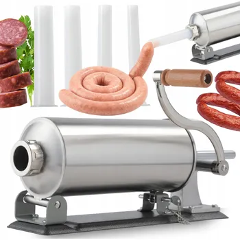 PLNIČKA DO KLOBÁS, JITRNIC UZENIN STROJEK INJEKTOR 3KG NA KLOBÁSY 4 NÁLEVKY OCEL