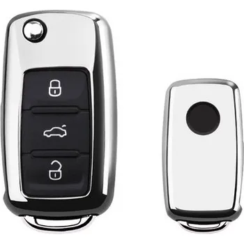 Metalický obal na klíč Škoda, VW, Seat stříbrný