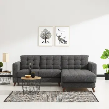 Sedací souprava Rohová sedací souprava, rozkládací s úložným prostorem Lungo - tmavě šedá