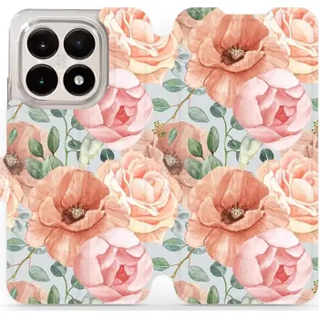 Pouzdro na mobilní telefon Flipové pouzdro Mobiwear - Xiaomi 15T - MP02S Pastelové květy (Knížkové flip pouzdro, obal, kryt na mobil Xiaomi 15T - MP02S Pastelové květy, materiál Umělá kůže + TPU - ochrana 360°, stojánek, silikonová vanička, magnetické zavírání)