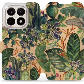 Pouzdro na mobilní telefon Flipové pouzdro Mobiwear - Xiaomi 15T - VP05S Sukulenty (Knížkové flip pouzdro, obal, kryt na mobil Xiaomi 15T - VP05S Sukulenty, materiál Umělá kůže + TPU - ochrana 360°, stojánek, silikonová vanička, magnetické zavírání)