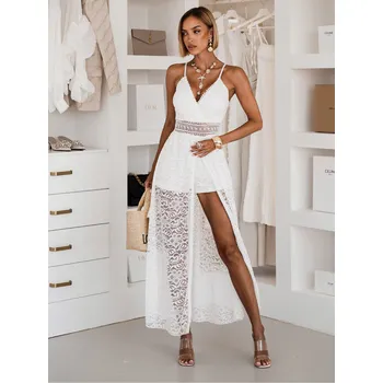 Dámské šaty Bílé elegantní dlouhé letní krajkové šaty XAVIA Velikost: ONESIZE