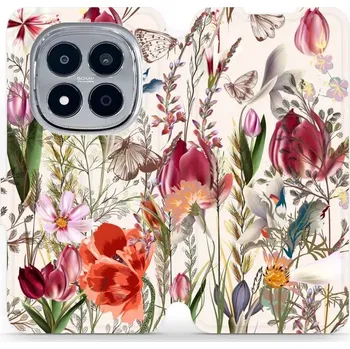 Pouzdro na mobilní telefon Flipové pouzdro Mobiwear - Xiaomi Redmi Note 15 Pro 5G - MP01S Rozkvetlá louka (Knížkové flip pouzdro, obal, kryt na mobil Xiaomi Redmi Note 15 Pro 5G - MP01S Rozkvetlá louka, materiál Umělá kůže + TPU - ochrana 360°, stojánek, silikonová vanička,)