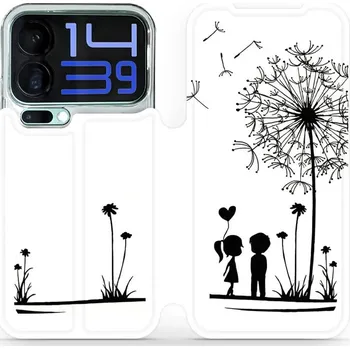 Pouzdro na mobilní telefon Flipové pouzdro Mobiwear - Xiaomi 17 Pro Max - MH16P Dvojice s pampeliškou (Knížkové flip pouzdro, obal, kryt na mobil Xiaomi 17 Pro Max - MH16P Dvojice s pampeliškou, materiál Umělá kůže + TPU - ochrana 360°, stojánek, silikonová vanička, magnetické)