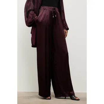 Dámské kalhoty Kalhoty Answear.LAB dámské, vínová barva, široké, high waist 45246.tok 83X, vel. S