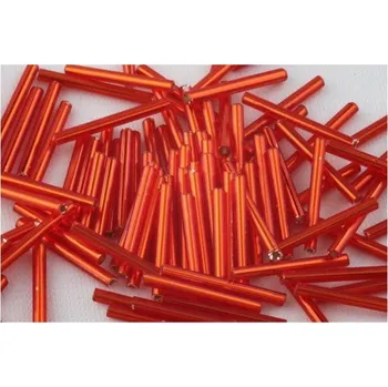 Dětské navlékací korálky Rokajl PRECIOSA - čípky extra dlouhé - červená rovná > 60mm/16ks