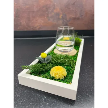 Mechový podnos na pohár - žlutá Velikost: 20cm x 10cm