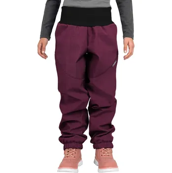 Dívčí oblečení Softshellové kalhoty s beránkem Light, Vínová Žíhaná - vel. 122/128