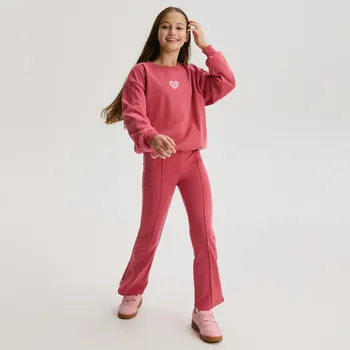 Dívčí mikina Reserved - Úpletový set s bavlnou - růžová - 275FA-38X - 275FA-38X-122