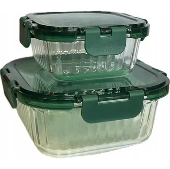 Dóza na potraviny Smukee Skleněné Nádoby s drážkovanými víky 2 ks