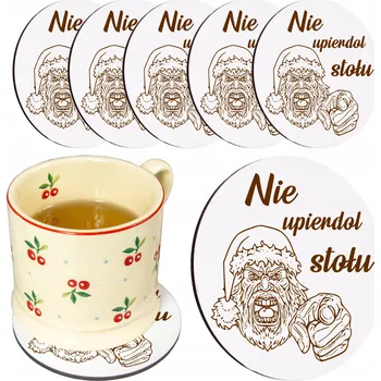 Podtácek Dřevěná podložka pod hrnek SADA PODLOŽEK na STŮL UBRUS bílé 6 KS