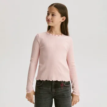 Reserved - Tričko z žebrovaného úpletu - pastelově růžová - 398FT-03X - 398FT-03X-116