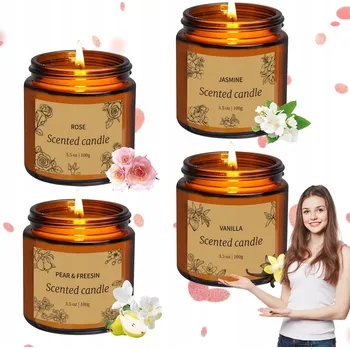 Svíčka VOŇAVÉ SVÍČKY SADA 4 KUSŮ SOJOVÉ DÁREK PRO KAŽDOU PŘÍLEŽITOST