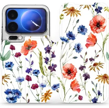 Pouzdro na mobilní telefon Flipové pouzdro Mobiwear - Xiaomi 17 Pro - MP04S Luční kvítí (Knížkové flip pouzdro, obal, kryt na mobil Xiaomi 17 Pro - MP04S Luční kvítí, materiál Umělá kůže + TPU - ochrana 360°, stojánek, silikonová vanička, magnetické zavírání)