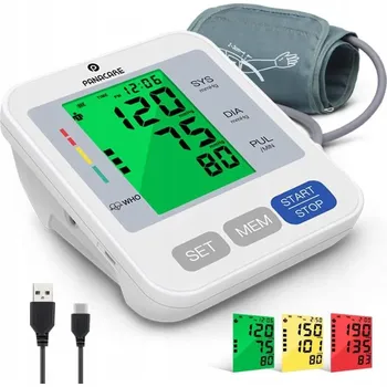 Tlakoměr Pažní Tlakoměr 3 Kolory Duży Arytmiový displej + Pouzdro