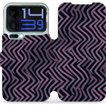 Pouzdro na mobilní telefon Flipové pouzdro Mobiwear - Xiaomi 17 Pro Max - VA55S Fialové klikyháky (Knížkové flip pouzdro, obal, kryt na mobil Xiaomi 17 Pro Max - VA55S Fialové klikyháky, materiál Umělá kůže + TPU - ochrana 360°, stojánek, silikonová vanička, magnetické zavírání)