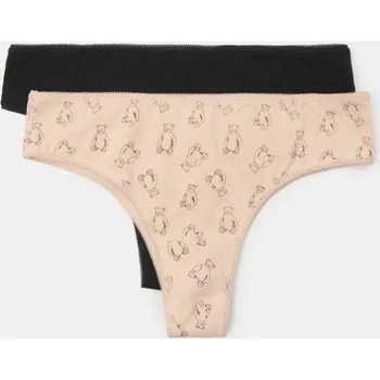 Kalhotky Sinsay - Bavlněné brazilské kalhotky 2 pack - vícebarevná - 970GT-MLC - 970GT-MLC-L