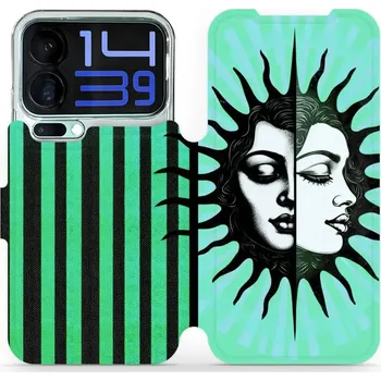 Pouzdro na mobilní telefon Flipové pouzdro Mobiwear - Xiaomi 17 Pro Max - VP58S Dvě tváře slunce (Knížkové flip pouzdro, obal, kryt na mobil Xiaomi 17 Pro Max - VP58S Dvě tváře slunce, materiál Umělá kůže + TPU - ochrana 360°, stojánek, silikonová vanička, magnetické zavírání)