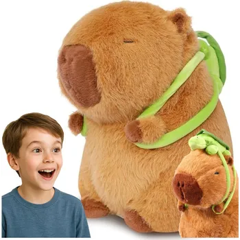 plyšák PLYŠOVÁ HRAČKA KAPYBARA S BATOHEM S PLYŠOVOU ŽELVIČKOU, MĚKKÝ PLYŠÁK JAKO DÁREK